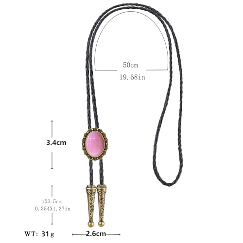 Image of Jeilwiy Bolo Tie for Men Western Cowboy Tie Necklace Gold Bolo Tie Leather Necktie Halloween Tie Accessories for Women