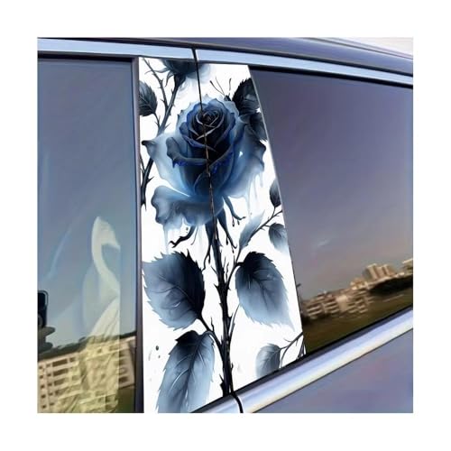 Autocollant de décoration de pilier de porte voiture bleu foncé rose 2 pièces en film PE brillant