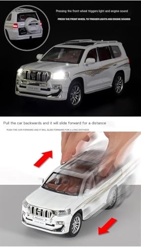 Image of Alokik Enterprise Compatible for 1:24 Toyota Prado Toy Car Model, Diecast Collectible Pull Back Model Car with Sound and Light, Toy Gift Vehicles for Adults Kids Boys Girls【Black】