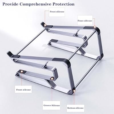 Aluminum Laptop Stand for Desk,Ergonomic Computer Riser,Detachable Portable Laptop Holder,Compatible for MacBook,Tablet and Laptops in 10-15.6(Silver)