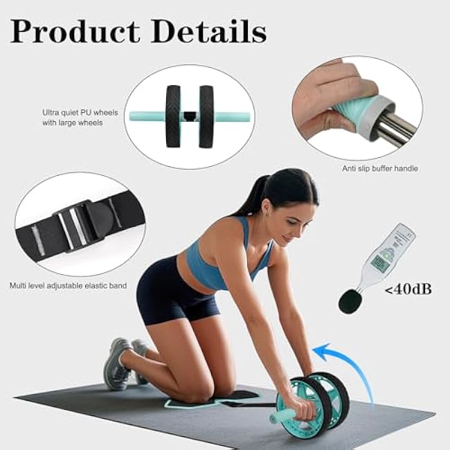 2025 New Double-Wheel Ab Roller for Core Training ¨C Rebound Design with Adjustable Elastic Band, Silent Non-Slip Wheels, Detachable Build, Knee Pad & Bands ¨C Home Gym Gear for Men/Women