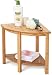 OasisSpace Corner Shower Stool, Bamboo Shower Bench with Storage Shelf, Wooden Spa Bath Organizer Seat, Perfect for Indoor or Outdoor