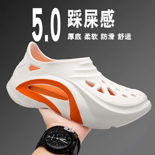 Unisex Summer Breathable Hollow-Out Sandals Lightweight Walking Shoes with Arch Support Non-Slip Sole, Casual Outdoor Beach Pool Shoe(Orange,10/11)4