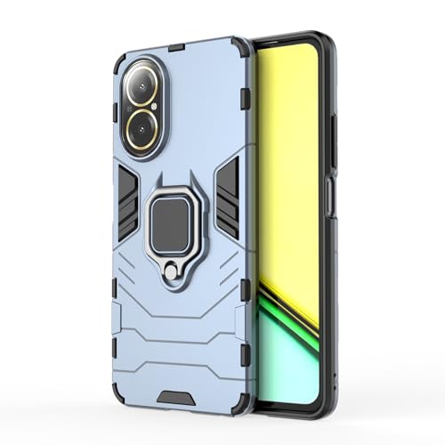 TEYYOS Funda para Realme C67 4G, Carcasa TPU/PC Hybrid Case con 360° Soporte, Robusta Silicona Estuche, Antigolpes Cover Caso Azul