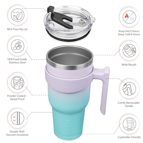 Image of BJPKPK 40 oz Tumbler with Handle & Straw, Insulated Stainless Steel Mug