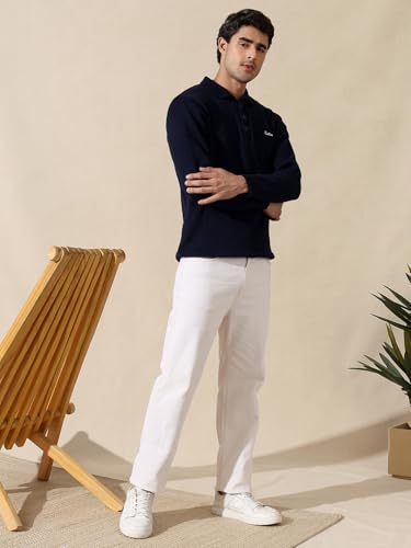 Image of Kvetoo Men's Wool Polo Collar Neck Winter Sweater Full Sleeve Solid Pullover for Casual Office Wear