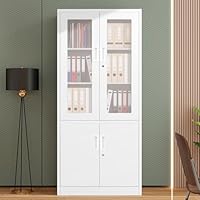 Amazon｜スチール書庫 両開きドア 高さ180cm 可動棚 鍵付き