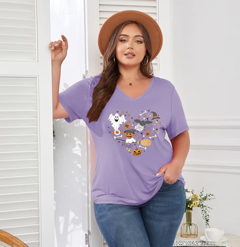 Image of ForHailey Women's Plus Size Short Sleeve Tee Shirt V Neck Basic Ladies Loose Fit T Shirt 1X-5X