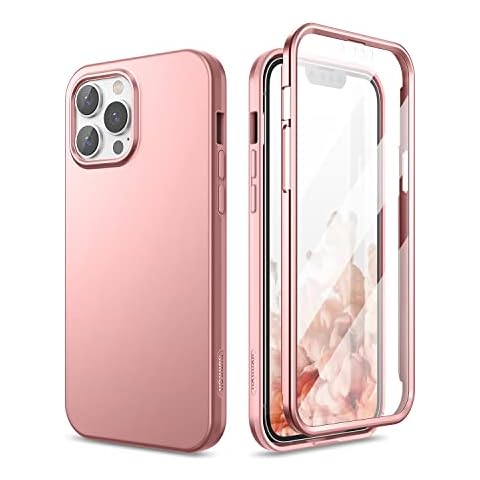 SURITCH Compatible with iPhone 13 Pro Case, [Built-in Screen Protector] Full-Body Protection Shockproof Rugged Bumper Protective Cover for iPhone 13 Pro 6.1" (Rose Gold) Cover