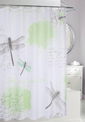 Moda at Home 204181 Dragonfly Fabric Shower Curtain, 71-Inches x 71-Inches