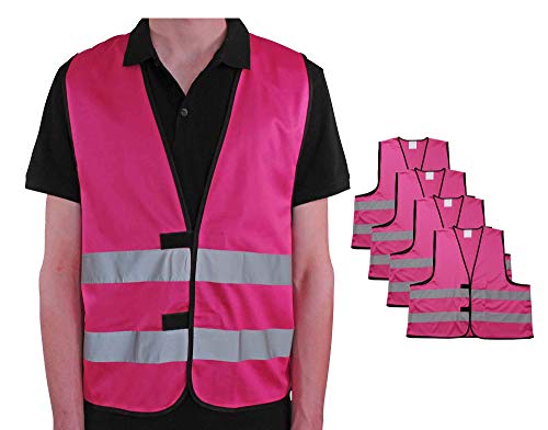 4business 4 Stück Signalweste magenta für Erwachsene Größen S - 3XL Polyester waschbar Sicherheitsweste 4er Set (S/M)