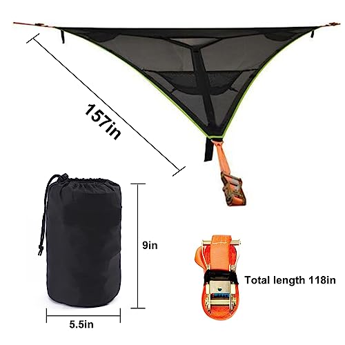 Osseph Triangle Hammock, 13 Ft Multi Person Hammock With 3 Tighteners, Camping Hammock 3 Point Design Capable Of Holding 400Lbs For Adults Travel Outdoor Camping（157In, Black） #TOP1