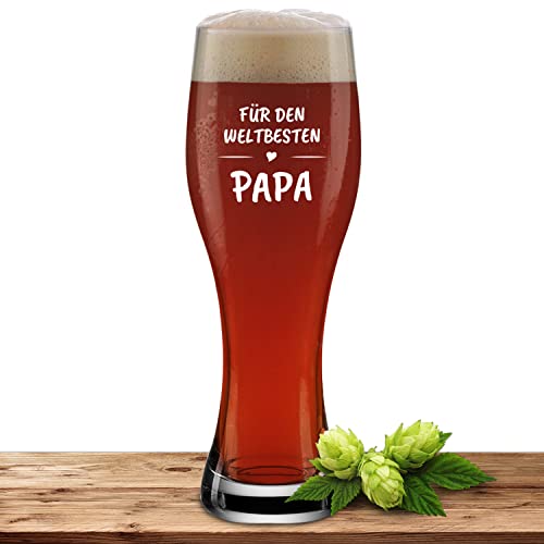 Weizenglas Für Den Weltbesten Papa - Bierglas 0 5l mit Laser-Gravur - Geschenk zum Vatertag Geburtstag Weihnachten Motiv Weltbester Papa