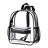 Clear Backpack Stadium Approved, Mini Clear Backpack, Heavy Duty Waterproof Transparent PVC Backpack with Work, Concert, Security Travel & Stadium