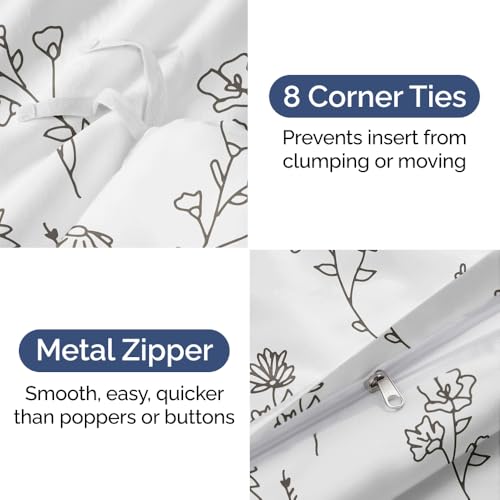 Image of Duvet Cover Twin /Twin XL Size - Printed Duvet Cover Set - 2 Piece - Plants | Soft Printed Duvet Cover 68 x 90 with 1 Pillow Sham, Comfy Printed Bedding Set, Hotel Luxury with Zipper Closures & Ties