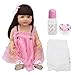 Reborn Baby Dolls 21,7 Zoll, Reborn Baby Doll Mädchen, Ganzkörper-Vinyl Süße Lebensechte Handgemachte Silikon-Mädchen-Puppe, Spielzeug-Zubehör Bestes Geburtstags-Set für Mädchen ab 3 Jahren