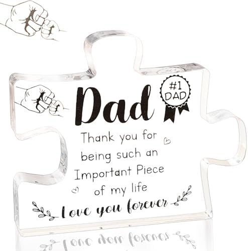 Father Day Gift Ideas from Daughter Dad Acrylic Puzzle Plaque Keepsake for Gift Thanksgiving Christmas Gifts Paperweight Office Table Decor 3.9x3.3 Inch