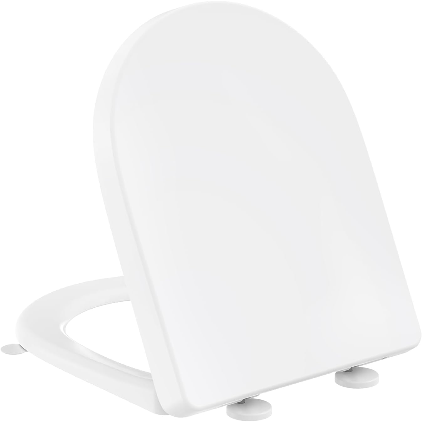 YEAUPE PRO D Shaped Soft Close Toilet Seat,PP White Hardwearing Toilet Seats,Quick Release,Easy Clean and Install with Alignment Guide,Adjustable Hinges,Heavy Duty Universal Toilet Lid 45 x 36cm