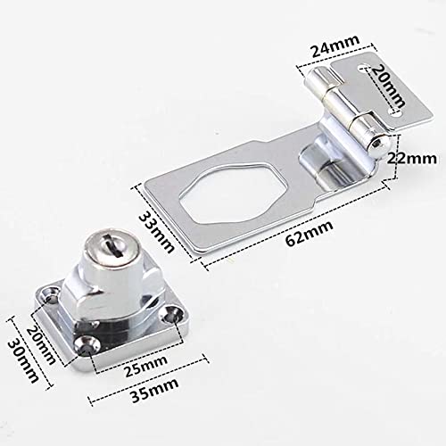 Image of 90 Degrees Keyed Door Lock Hasp Latch,Twist Knob Keyed Locking Hasp,3 Inch Zinc AlloyTwist Knob Keyed Lock Hasp for Small Doors,Cabinets, Desks (Silver)