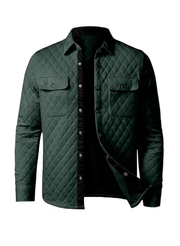 JMIERR Mens Quilted Shirt Jackets Casual Long Sleeve Snap Button Down Shirts with Pockets4