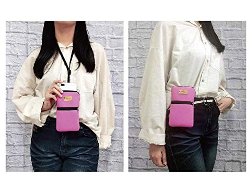 Image of Tainada Women Cell Phone Neoprene Shockproof Zipper Sleeve Case Bag Pouch w /Carabiner, Neck Lanyard, Belt Loop Holster for iPhone 17 /16 Pro Max, Air, 16 Plus, 16e ; Samsung S25, S24, Z Fold7 (Pink)