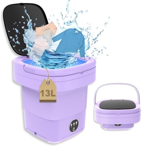 Camping Waschmaschine, 13L 2kg 2 in 1 Mini Waschmaschine mit Schleuder, waschmaschine klein für Socken, Unterwäsche, Babykleidung, Kleiner Kleidung, Reisen, Hotel, Wohnmobil, RV, Purple