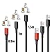 Produktbild NetDot Gen10 3-in-1-Magnetschnellladekabel, kompatibel mit USB-C, Micro-USB-Smartphones und i-Product (3 Pack,0.3m rot/1m/1.5m schwarz)