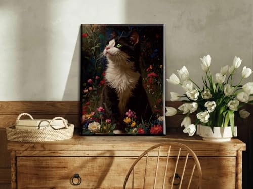 Impression d'art chat noir encadrée tableau chaton mignon pour chambre - 3