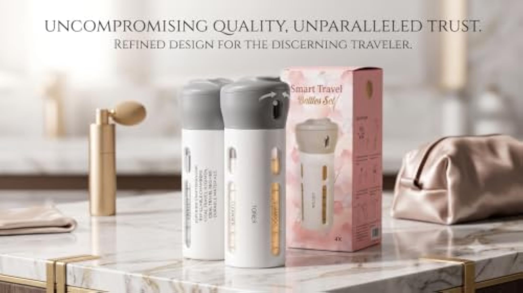 Travel Dispenser Bottle Set, 4-in-1 Design