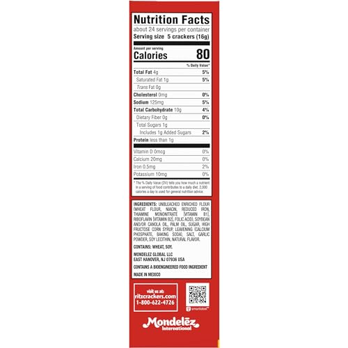 Image of RITZ Garlic Butter Crackers, Snacks for Kids and Adults, Lunch Snacks, 13.7 oz