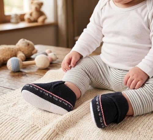 Image of Butterthief Unisex Baby Prewalking Shoes for Newborn Boys & Girls | Soft Sole Infant Bootie with Anti-Slip Bottom | Lightweight Cotton Footwear Early Walker Shoes (6-9 Months, 12 CM)