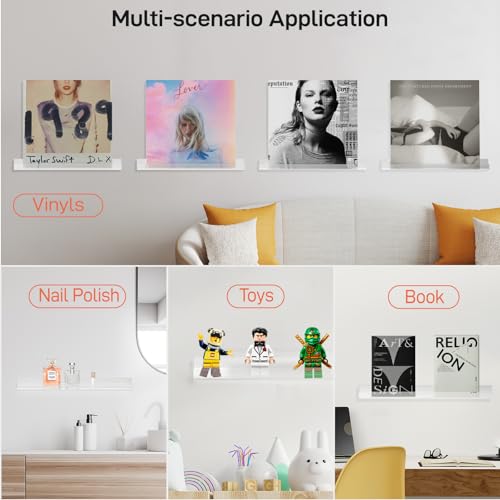 Bigantss 6 Pack Clear Acrylic Vinyl Record Floating Shelves thumb #6