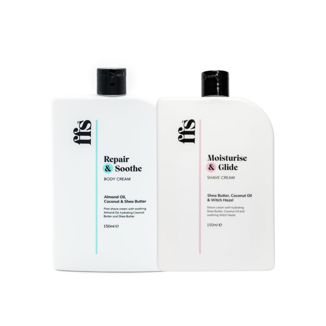 FFS Beauty Moisturise & Glide Shave Cream + Repair & Soothe Body Balm 150ml Bundle, After Shave Body Balm with Calming Witch Hazel and Soothing Shea Butter