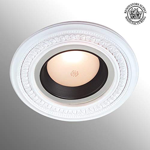 Renovators Supply Manufacturing Recessed Lighting Trim 9 In. Wide White Polyurethane Decorative Recessed Ceiling Light Trims #TOP1