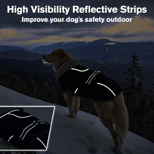Image of Lelepet Dog Jackets for Medium Dogs Waterproof Dog Coat with Adjustable Fit | Reflective Fleece Vest with Adjustable Buckle Hook & Loop Windproof Cold Weather Coats for Small Medium Large Dogs, Beagle, L
