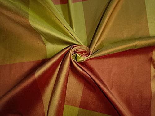 Soie Dupioni carreaux orange et vert DUPC30 | Sublimez votre art de la couture