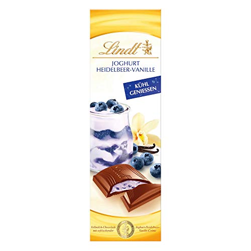 Lindt Schokolade Joghurt Heidelbeer-Vanille | 100 g Tafel | Vollmilch-Schokolade mit erfrischender Joghurt-Heidelbeer-Vanille Crème | Kühl genießen | Schokoladentafel | Schokoladengeschenk