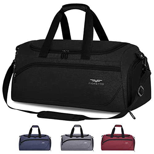 FIORETTO-Mens-Sports-Gym-Bag-with-Wet-Pocket-Shoe-CompartmentTravel-Duffle-Bag-Overnight-Bag-with-Padded-Shoulder-Strap-Water-Resistant-Sports-Holdall-for-Swimming