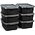 Rubbermaid 6-Pack Totes for Storage with Lids, Heavy Duty Plastic Storage Bins with Lids, Black Gray, 10 GAL - Stackable for Garage, Attic, Camping (10 GAL - 6 Pack Solid Black and Grey)