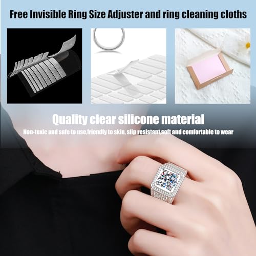 2CT/5CT Moissanite Engagement Ring for Men, S925 Sterling Silver D Color VVS1 Clarity Lab Created Diamond Ring, Men's Anniversary Wedding Band Gift2