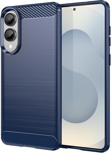 Image of Soft Carbon Fiber TPU Slim Military Grade Drop Protection Case Cover Compatible with Samsung Galaxy S25 Edge 5G (2025) (Carbon Blue)