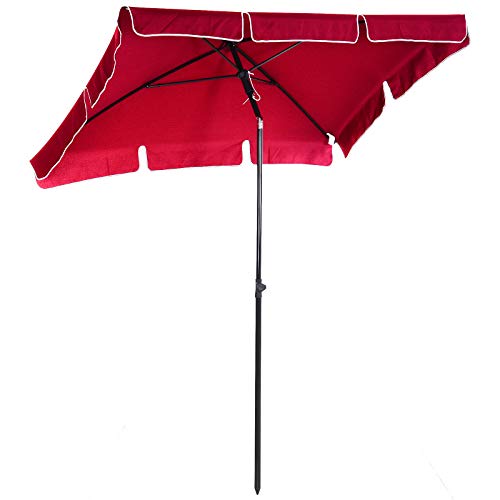 Outsunny Parasol rectangulaire inclinable alu métal polyester haute densité diamètre 2 m rouge