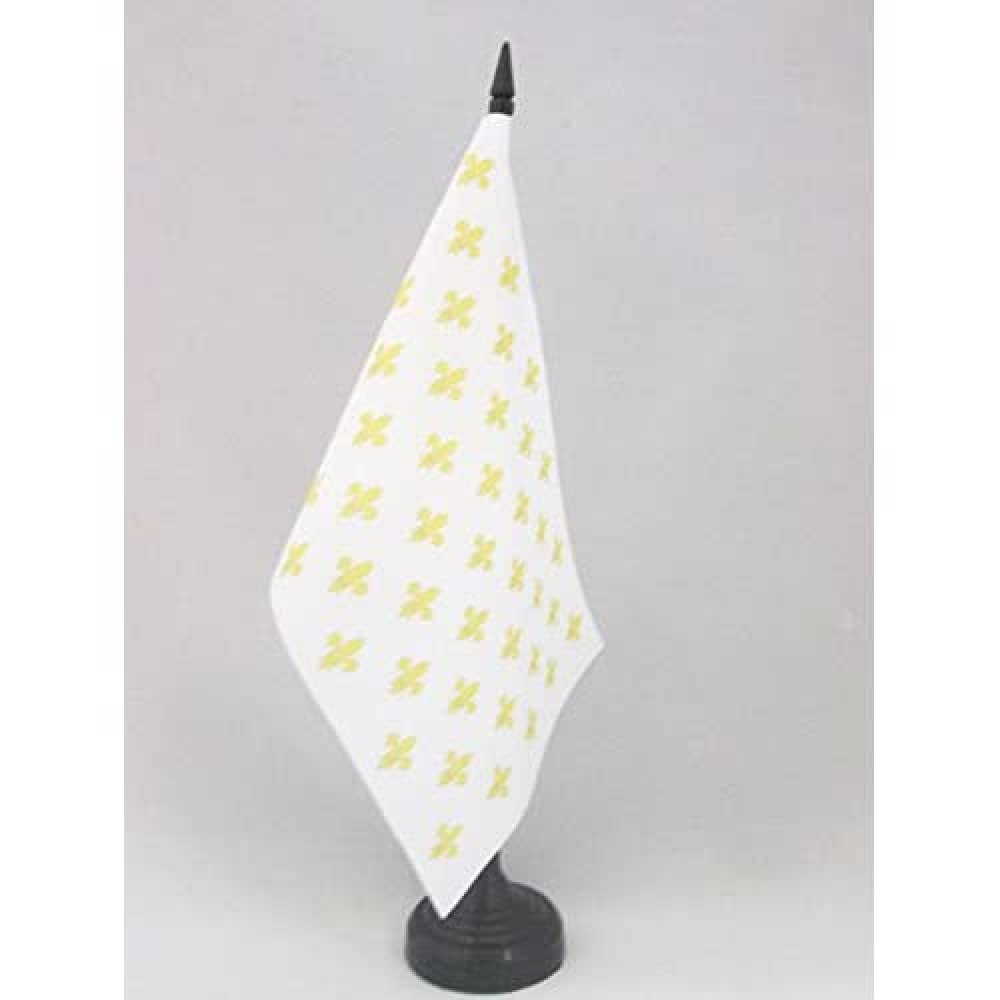 AZ FLAG France White and Gold Fleur-de-Lis Table Flag 5'' x 8'', French Royal Office Decoration 100% Polyester 21 x 14 cm