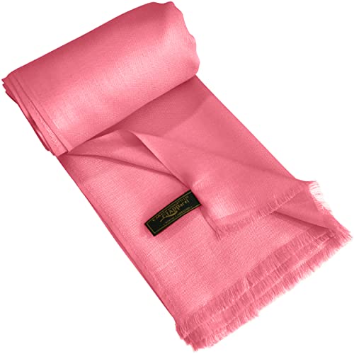 CJ Apparel Coral Pink Solid Color Fringe Design Nepalese Shawl Seconds Scarf Wrap Stole Throw Head Wrap Pashmina Hand Made in Nepal New3