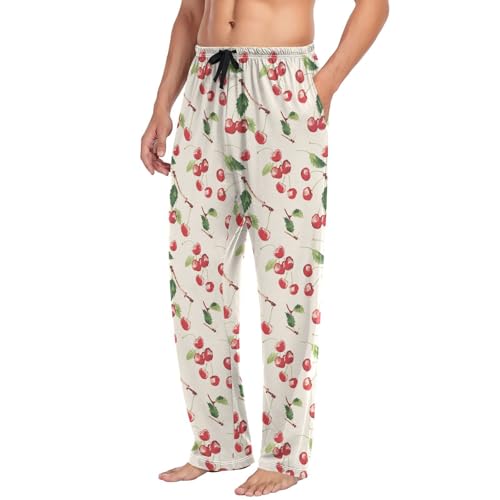 Mens Pajama Pants Cherry Fruit Soft Lounge Sleep Pj Bottoms with Drawstring Pockets4