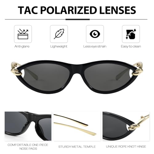 Trendy Cat Eye Women's Sunglasses with Gold Accents, Vintage Cateye Sun Glasses for Daily & Vacation Wear4