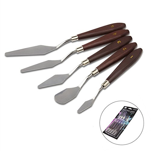 TILY Cuchillo de la Paleta Del Acero Inoxidable de 5 PCS Fijó Los Cuchillos Determinados de la Espátula del Raspador Para la Pintura al óleo del Artista