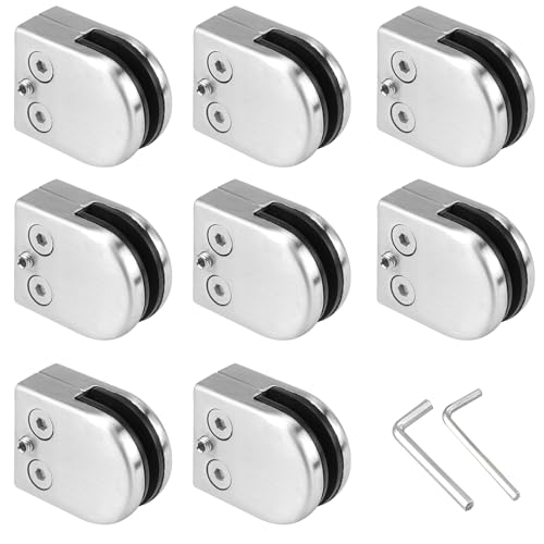 Glashalter Edelstahl 8 Stück Glasklemme Glasklemmen Glasklemmhalter Glasplattenhalter Glas Halterung für 8-10 mm Dicke Glas, Acrylglas und Holzböden