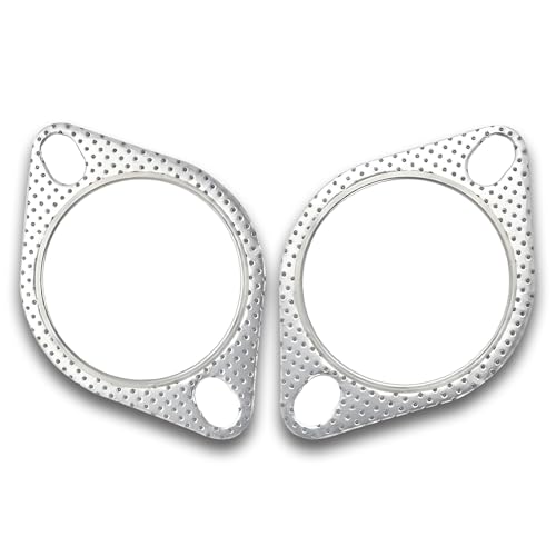 Image of 2 PCS Car Exhaust Pipe Interface Gasket, 2.5 inch Two-Hole High Temperature High Pressure Resistant Sealing Flange Gasket, Connection Accessories, Compatible with Most Vehicle Types (Silver)