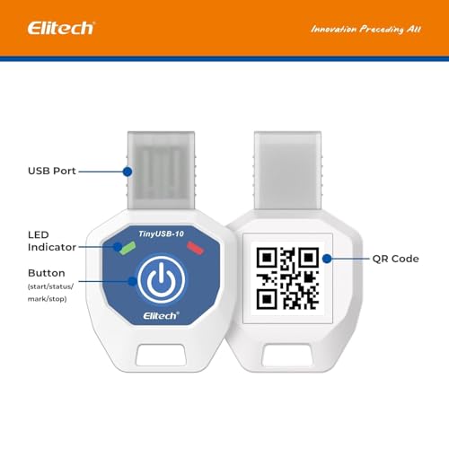 Image of Elitech 10 Pack Temperature Data Logger Single Use 90 Days in-Transit Trip Disposable Temperature Recorder PDF Report Tiny but Elite TinyUSB -10~40℃